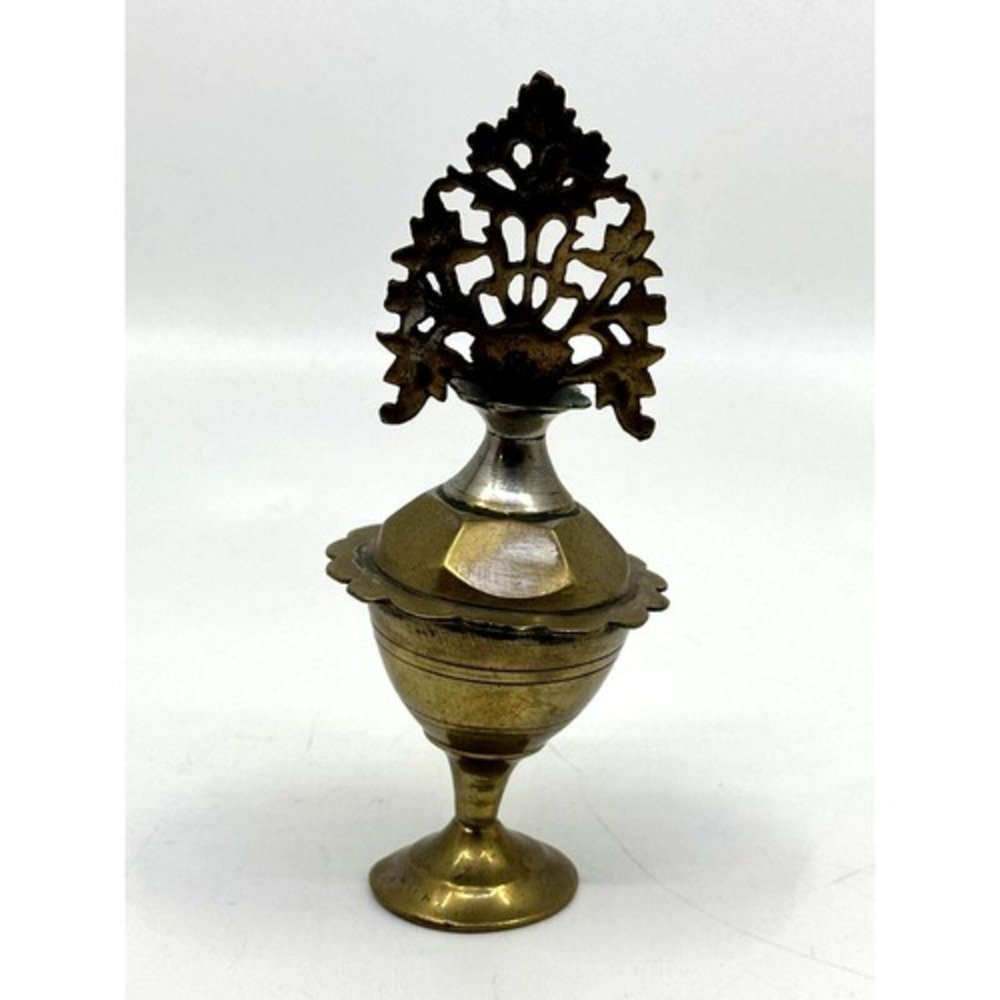 Unbranded Kohl Pot Surmadani Vintage Gold‎ Good Brass Ornate Filigree Wand